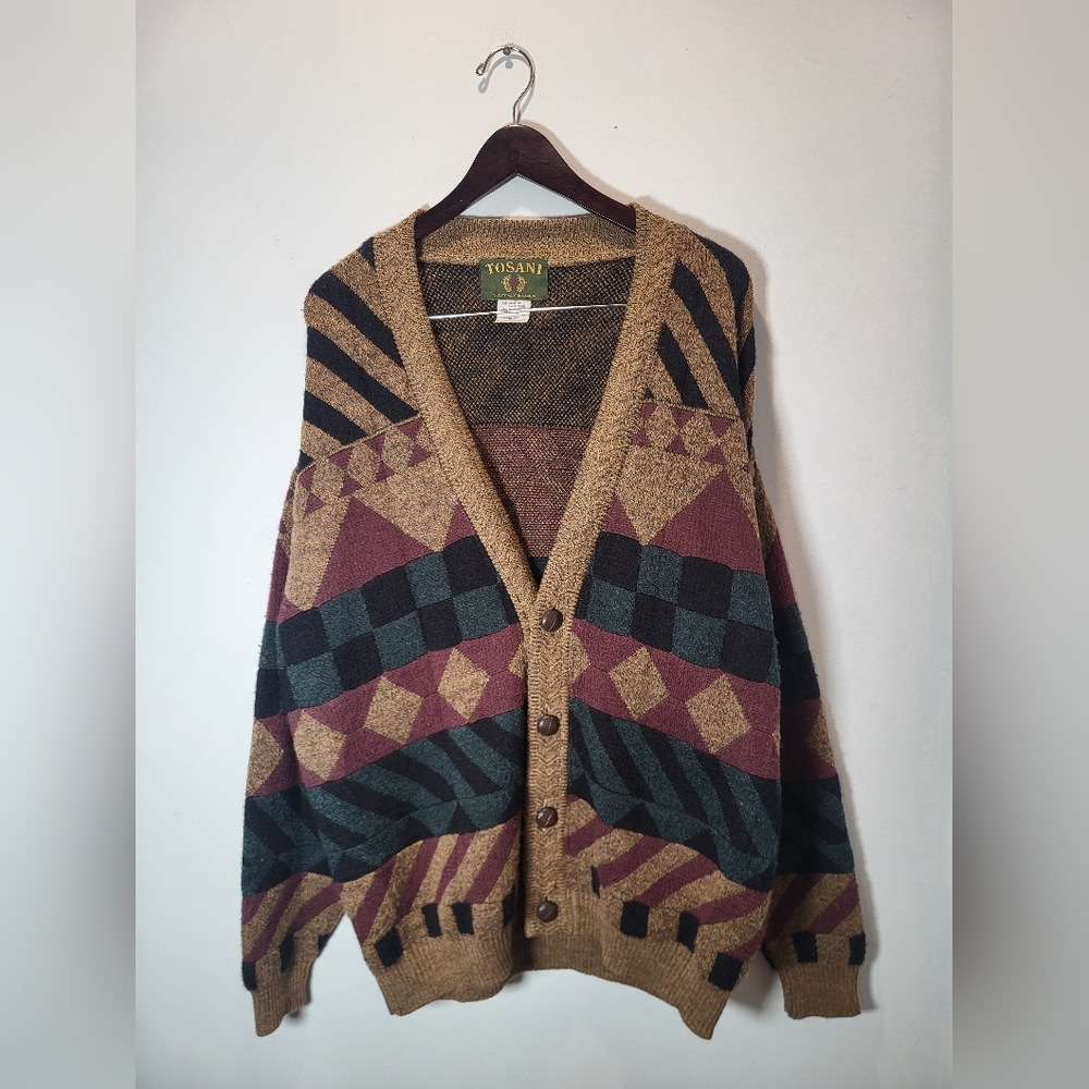 👕🌶 Vintage Tosani Pattern Knitted Earthtone Cardigan